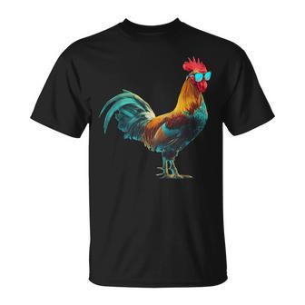 Coq Avec Lunettes Deoleil Motif Coq T-Shirt - Cadeauxyz