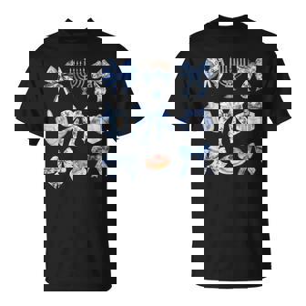 Coquette Bow Menorah Hanukkah Jewish Chanukah For Girl Women T-Shirt | Mazezy