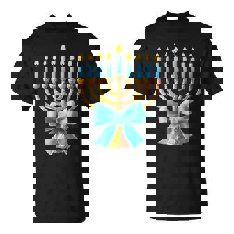 Coquette Hanukkah Jewish Menorah Bow For Women Girl T-Shirt | Mazezy
