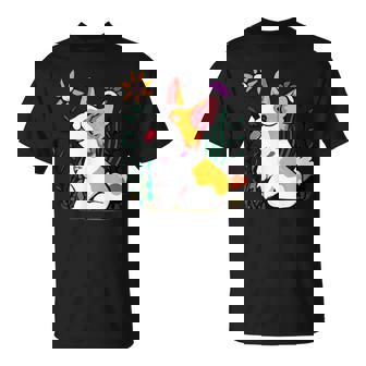 Corgi Con Plantas Y Flores Perro Cool Hombres Es Niños Retro Camiseta unisex - Regaloses