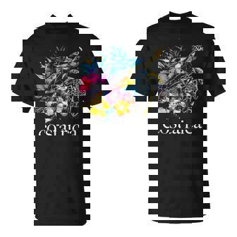 Costa Rica Sea Turtle Flowers Diving Surfer Souvenir T-Shirt - Thegiftio