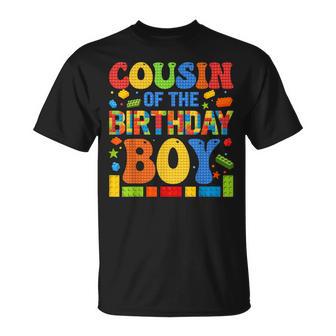 Cousin Of The Birthday Boy Building Block Birthday Party T-Shirt - Monsterry