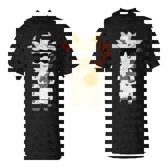 Cow Wearing Sunglasses Playing Sitar Sitarist T-Shirt | Mazezy