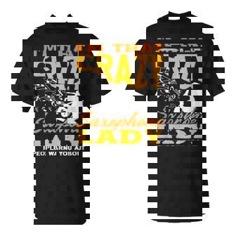 Crazy Saxophone Lady Women Saxophonist Jazz T-Shirt | Mazezy