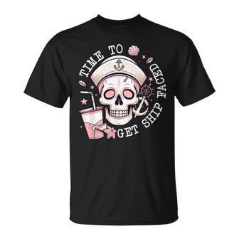 Cruise Skeleton Time To Get Ship Faced And A Little Nauti T-Shirt | Mazezy