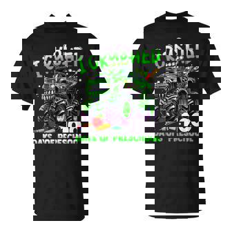 I Crushed 100 Days Of Preschool Monster Truck 100th Day Boys T-Shirt | Mazezy