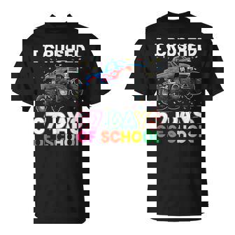 I Crushed 67 Days Of School Monster Teacher Student Truck T-Shirt | Mazezy