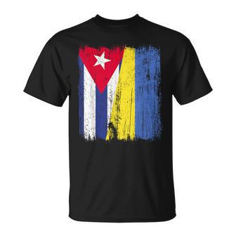 Cuba Ucrania Media Bandera Herencia Cubana Ucraniana Camiseta unisex - Regaloses