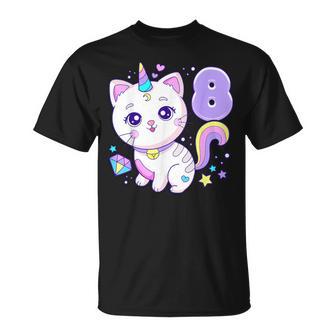 Cumpleaños Niña 8 Años Gato Unicornio 8º Cumpleaños Camiseta unisex - Regaloses