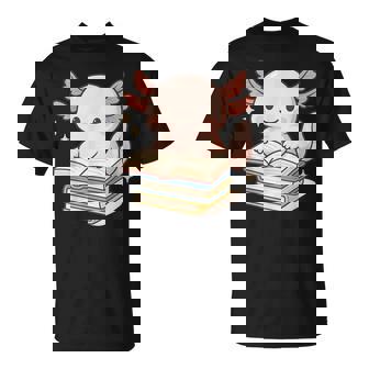 Cute Axolotl Reading Books Kawaii Axolotl Lover T-Shirt | Seseable FR