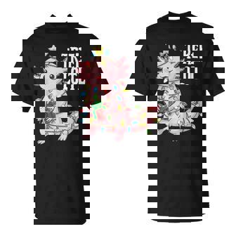 Cute Axolotl Wrapped In Christmas Lights Holiday T-Shirt | Mazezy
