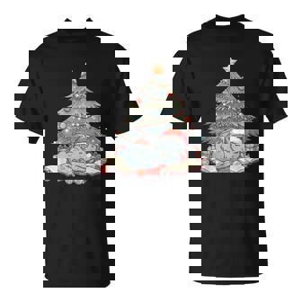 Cute Christmas Dragon Sleeping Under Tree Books Lover T-Shirt | Mazezy