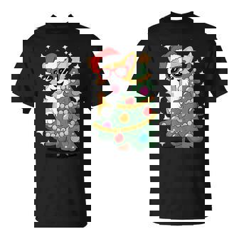 Cute Corgi In Santa Hat With Christmas Tree And Ornaments Tank Top T-Shirt | Mazezy