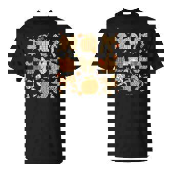 Cute Fall Coquette Bow Fall Pumpkin Thanksgiving Women Girl T-Shirt | Mazezy