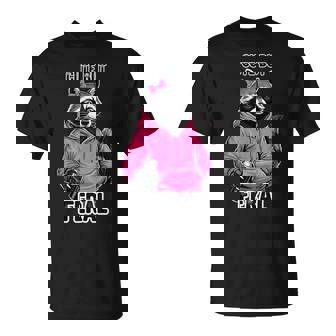 Cute But Feral Raccoon Hair Bow Spray Paint Graphic Lover T-Shirt | Mazezy