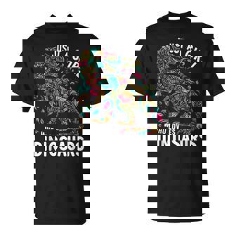 Cute Floral Just A Girl Who Loves Dinosaurs T-Shirt - Monsterry