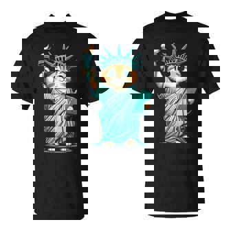 Cute Kawaii Cat Statue Of Liberty I Love New York Nyc T-Shirt - Thegiftio