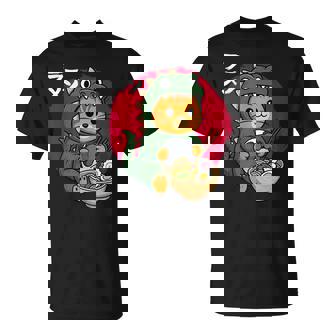 Cute Kawaii Gamer Cat Ramen Japanese Kaiju Cat Gaming T-Shirt | Mazezy