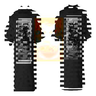 Cute Kawaii Gamer Cat Ramen Retro Japanese Cat Gaming T-Shirt | Mazezy