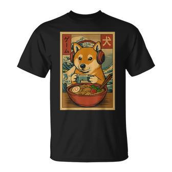 Cute Kawaii Gamer Shiba Inu Ramen Retro Japanese Gaming T-Shirt - Thegiftio