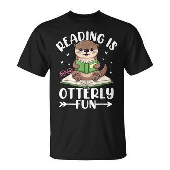 Cute Otter Reading Book Lover Sea Otters Animal Lover T-Shirt - Thegiftio UK