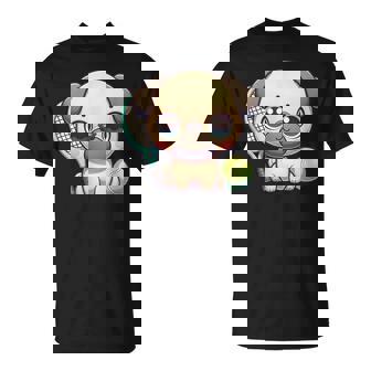 Cute Pug Puppy With Tennis Racket And Ball Kawaii T-Shirt | Mazezy