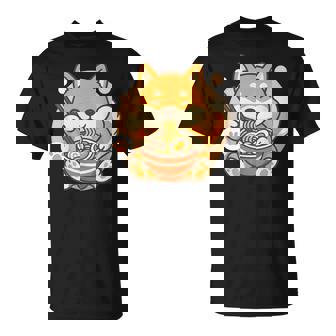 Cute Shiba Inu Dog Ramen Noodles Bowl Anime Kawaii Neko T-Shirt | Seseable UK