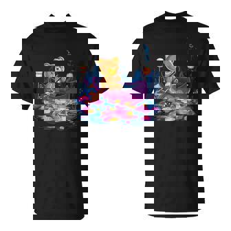 Cute Teddy Bear Canoeing Sparkling Lake Tank Top T-Shirt | Mazezy