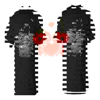 Cute Tomato And Cherry Vegan Valentine Couple T-Shirt | Mazezy