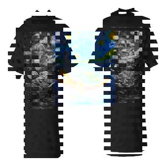 Cute Tortoise Turtle Van Gogh Style Starry Night Graphic T-Shirt | Mazezy