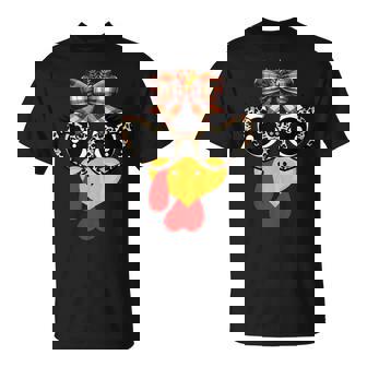 Cute Turkey Face Lover Leopard Sunglasses Thanksgiving Plaid T-Shirt | Seseable CA