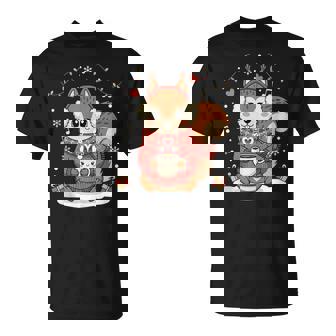 Cute Winter Squirrel Hot Cocoa Cozy Sweater Snow Kawaii Tank Top T-Shirt | Mazezy