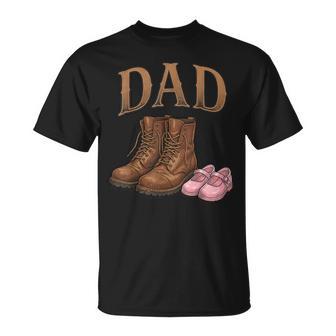 Dad Of Daughter Vintage Boots Father Girl Proud Dad T-Shirt - Seseable