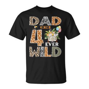 Dad Of The Four Ever Wild Safari 4Th Birthday Boy Matching T-Shirt - Thegiftio UK
