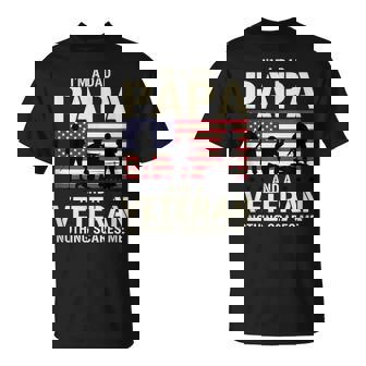 Dad Papa Veteran Patriotic Saying Nothing Scares Me Dad T-Shirt | Mazezy