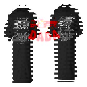 Dada Birthday Boy Fire Truck Firefighter First Birthday Dad T-Shirt | Seseable FR