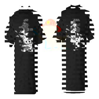 Dalmatian Firefighter Hose Fire Fighting Dog Mom Dad T-Shirt | Mazezy