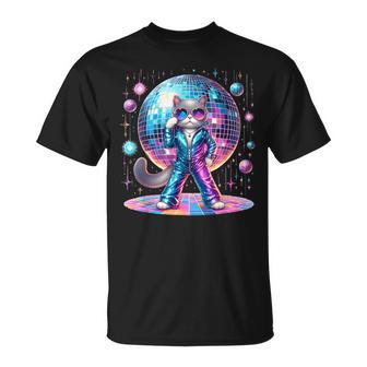 Dancing Cat Disco Ball Kitten Kitty Lover Party Animal T-Shirt | Mazezy