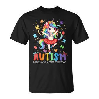 Dancing To A Different Beat Unicorn Autism Awareness Girl T-Shirt - Monsterry