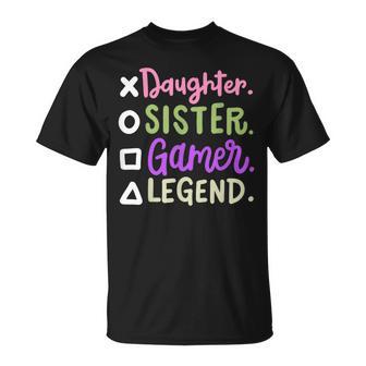 Daughter Sister Gamer Legend Video Gaming Girls Ns T-Shirt - Thegiftio UK