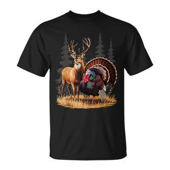 Deer And Turkey Cool Hunt Hobby Hunting Wildlife Hunter T-Shirt | Mazezy