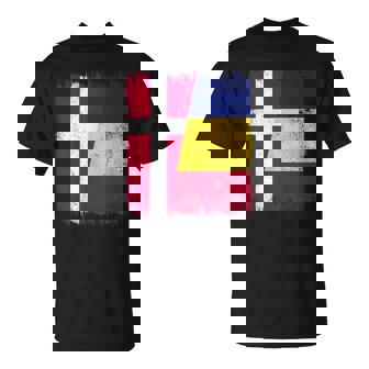 Denmark Romania Half Flag Danish Romanian Heritage T-Shirt | Mazezy