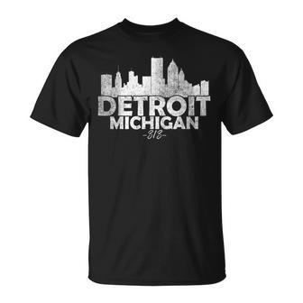 Detroit Michigan Mi Skyline Small Black T-Shirt - Thegiftio UK