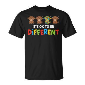 Different Autism Awareness Cow Puzzle Autistic Support T-Shirt - Monsterry