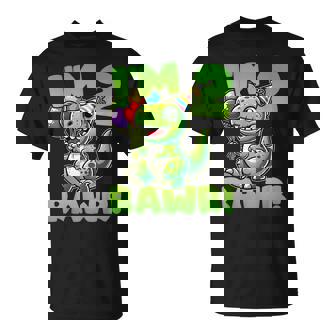 Dinosaur 2Nd Birthday I'm Two Rawr Cute T-Rex Party T-Shirt - Monsterry