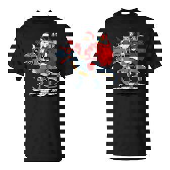 Dinosaur Rex Christmas Santa Claus Boys Men Girls Xmas T-Shirt | Mazezy