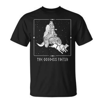 Diosaikinga Freyja Gato Carro Tarot Nórdico Pagano Freya In Mangas Camiseta unisex - Regaloses