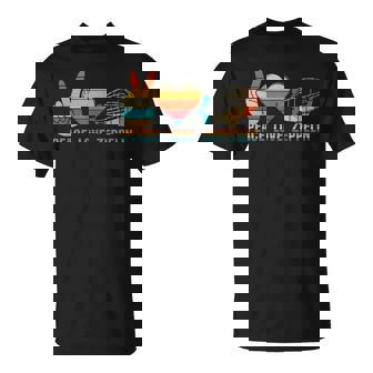 Dirigible Airship Blimp Zepelin Peace Love Zeppelin T-Shirt | Mazezy