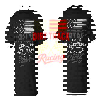 Dirt Track Racing American Flag Motorsport Tank Top T-Shirt | Mazezy