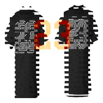 Distressed Orange Number 23 Jersey Player Uniform 23 T-Shirt | Mazezy